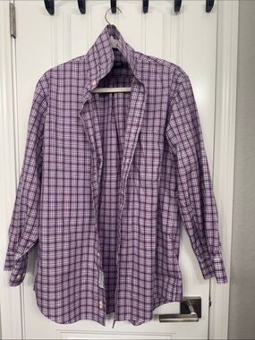 Kirklands Purple Plaid Men's Button-Down Shirt